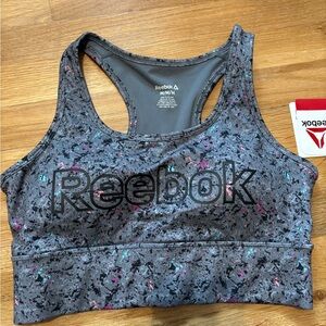 New - Reebok Women’s Sports Bra Size Medium - gray - Padded Bra